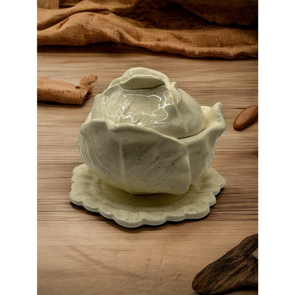 Cabbage Serving bowl with Lid and plate - Picture 11 of 11